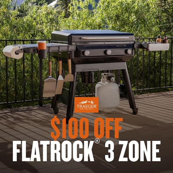 Traeger Flatrock 3-Burner Zone Grill, Propane Black Flat Top Griddle