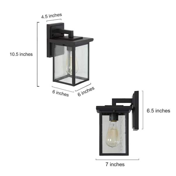 LNC Craftsman 1-Light Matte Black Outdoor Wall Lantern Sconce with Seeded  Glass Shade (2-Pack) 6ZJYQNHD151BDW7 - The Home Depot