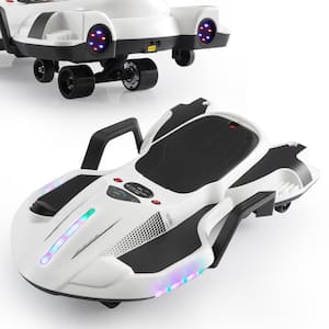 18-Volt Kids Ride on Drift Car Electric Drifting Car with 360° Rotating, Flashing Lights and Music, White