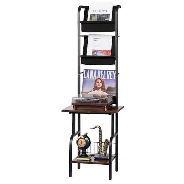 SKYSHALO Record Player Stand, 5 Tiers Tall Vinyl Record with Charging Station and USB Ports, Turntable Stand, Fit 0-17 in.