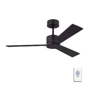 Rozzen 44 in. Modern Midnight Black Ceiling Fan with Black Blades, DC Motor and Remote Control