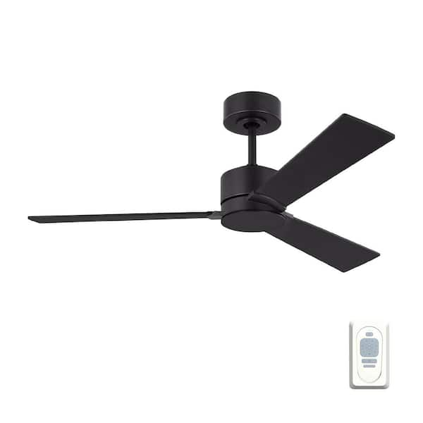 Generation Lighting Rozzen 44 in. Modern Midnight Black Ceiling Fan with Black Blades, DC Motor and Remote Control