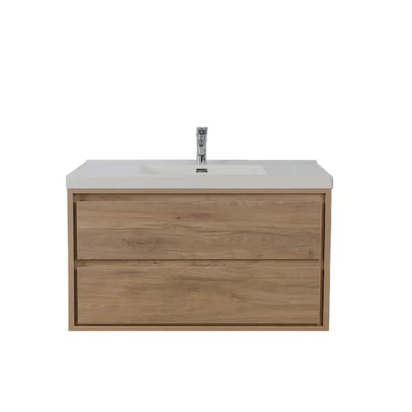 Moreno Bath Sage 42 in. W Vanity in White Oak with Reinforced Acrylic Vanity Top in White with White Basin