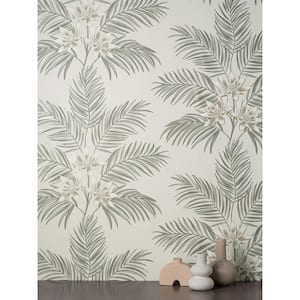 Bali Light Grey Palm Matte Non-pasted Paper Wallpaper