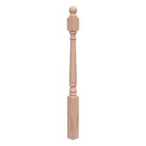 Stair Parts 4010 48 in. x 3 in. Unfinished Red Oak Ball Top Starting Newel Post for Stair Remodel