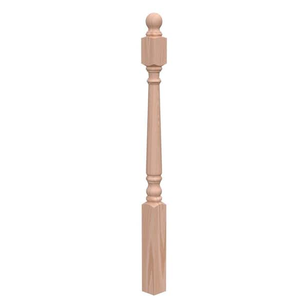 Stair Parts 4010 48 in. x 3 in. Unfinished Red Oak Ball Top Starting Newel Post for Stair Remodel