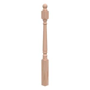 Stair Parts 4010 48 in. x 3 in. Unfinished Red Oak Ball Top Starting Newel Post for Stair Remodel