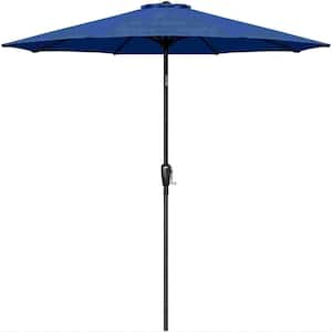 9 ft. Market Outdoor Patio Umbrell in Blue with Button Tilt, Crank, and 8 Sturdy Ribs for Garden