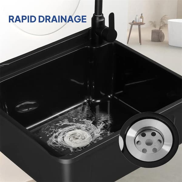Karl home 17.5 in. D x 20.3 in. W Wall Mount Laundry/Utility Sink in Black with Faucet