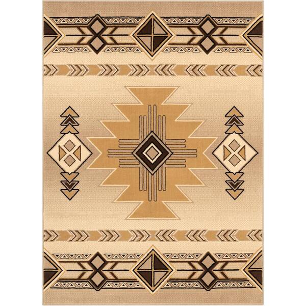 Well Woven Persa Dakota Tribal Aztec Southwestern Ivory 3 ft. 11 in. x 5 ft. 3 in. Area Rug