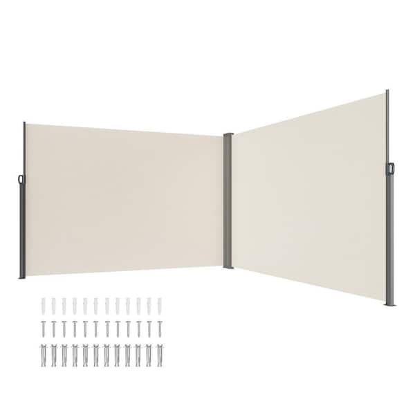 Retractable Side Awning 79 x 236 in. Outdoor Privacy Screen, Waterproof Patio Screen, UV 30+ Wind Blocker, Beige