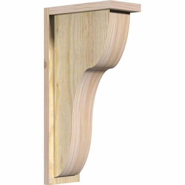 Ekena Millwork 6 in. x 12 in. x 24 in. Douglas Fir Carmel Rough Sawn Corbel with Backplate