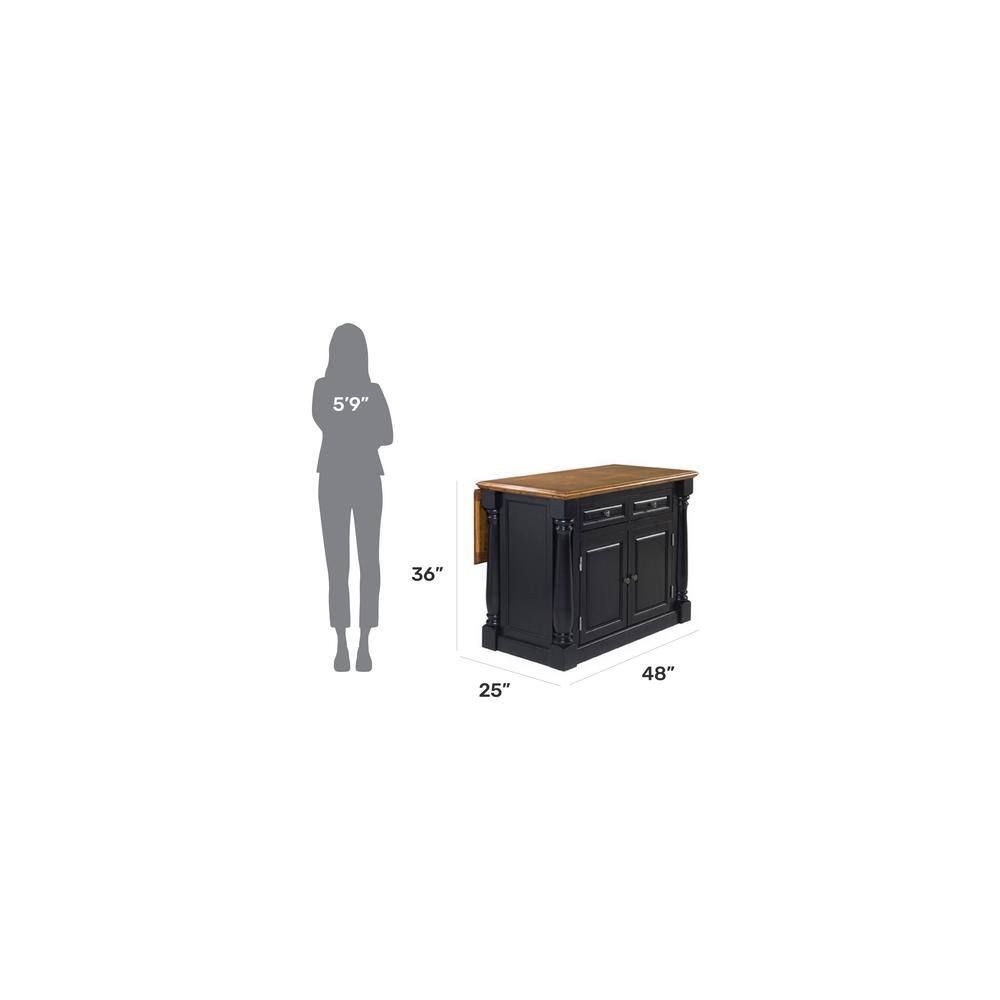 Monarch Black Kitchen Island with Hardwood Top and Drop Leaf