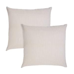 Mai Beige Striped Hand-Woven 20 in. x 20 in. Throw Pillow Set of 2