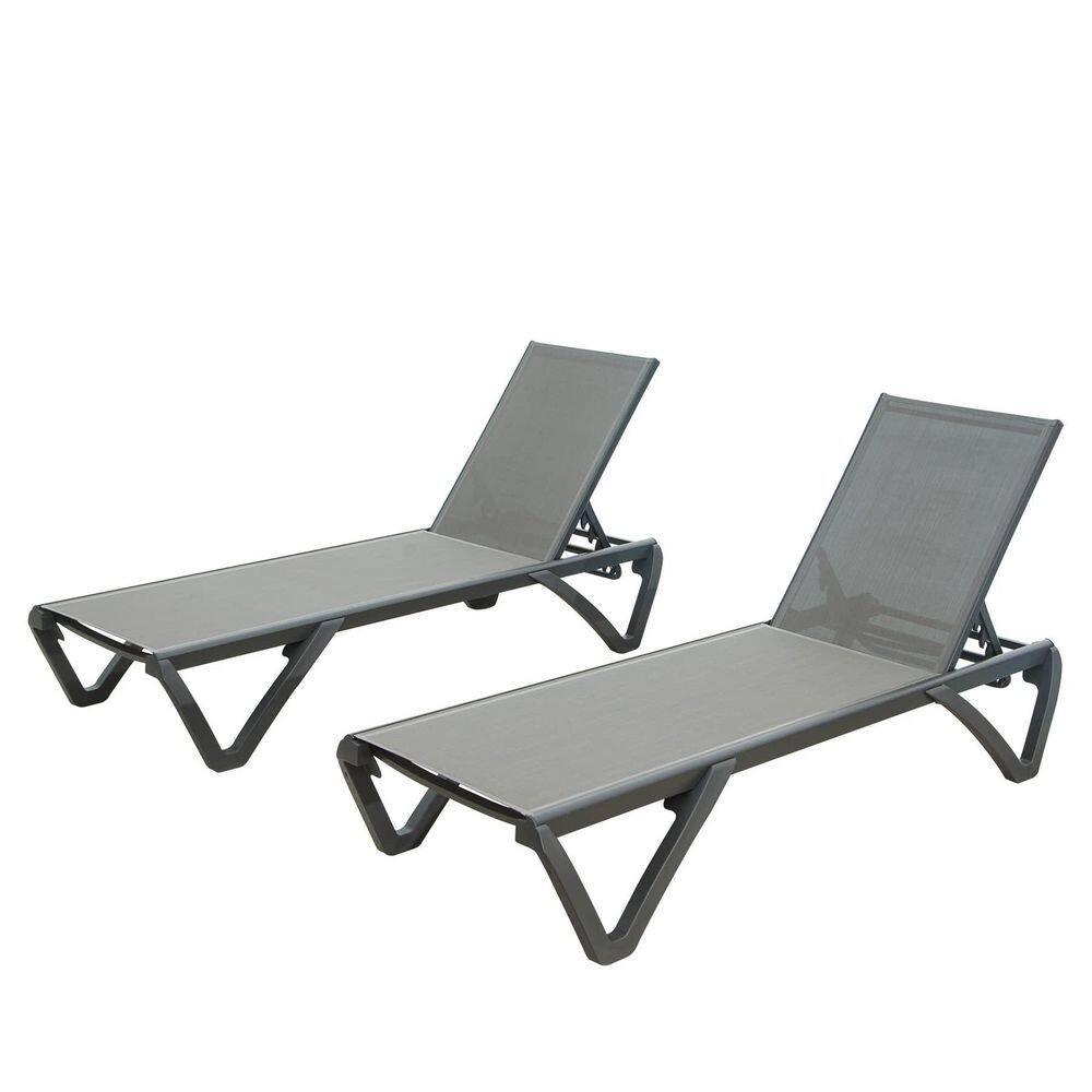 Adjustable Backrest Outdoor Chaise Lounge with Wheels, Set of 2 in Gray price history on PriceWatchPro