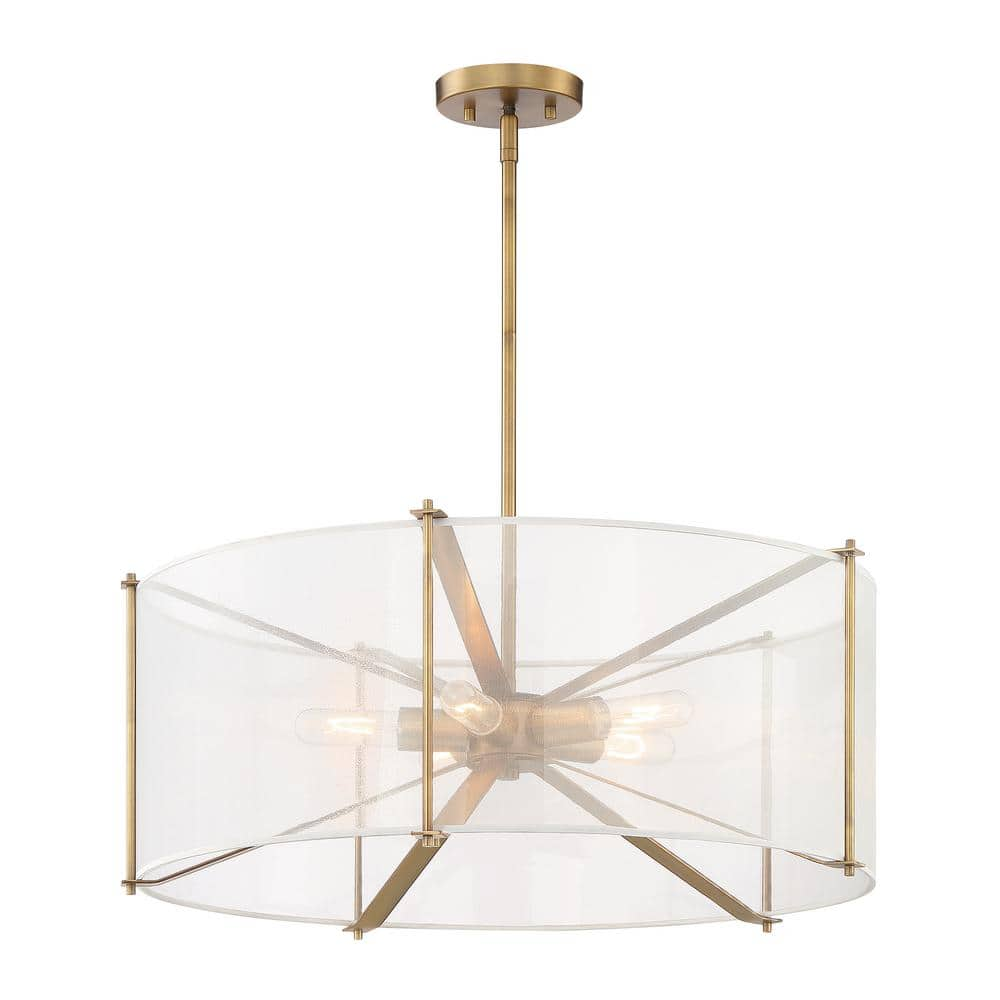 Designers Fountain Daybreak 60-Watt 5-Light Old Satin Brass Pendant with  Organza Fabric Shade D223M-26P-OSB - The Home Depot