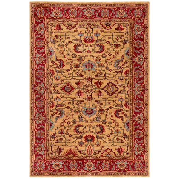 SAFAVIEH Mahal Beige/Red 4 ft. x 6 ft. Border Floral Area Rug