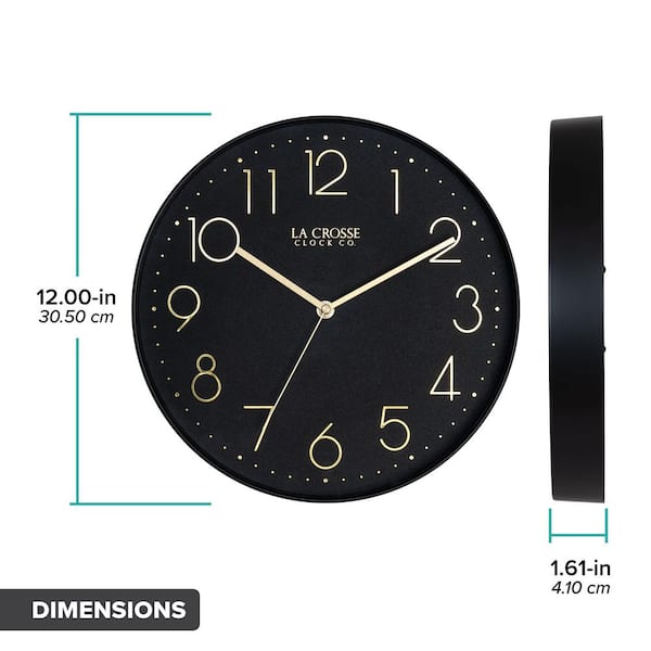 La Crosse Technology 12 in. Paxton Black Silent Sweep Analog