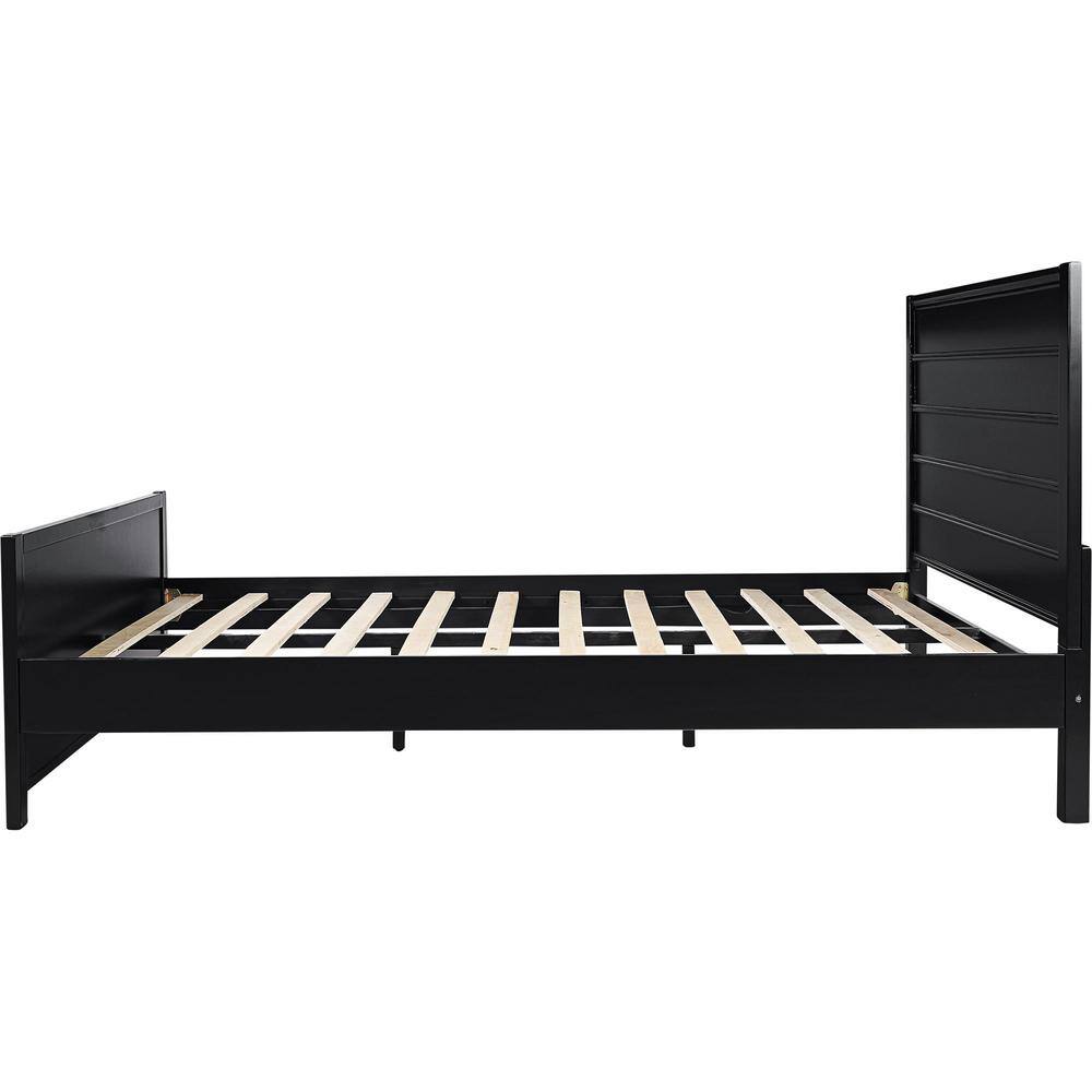 Black Pine Queen Platform Bed with Paneled Headboard