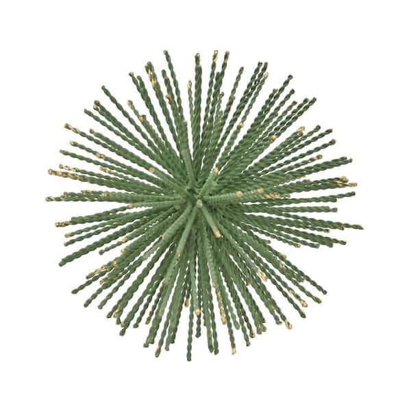 THREE HANDS 6 in. Metal Starburst Orb in Green