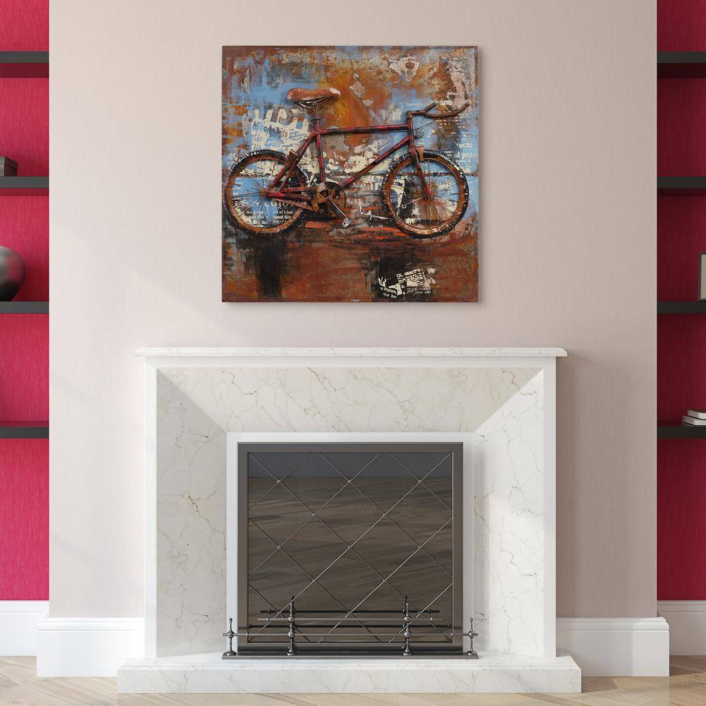 Primo Red Iron Bicycle Mixed Media Canvas Wall Art