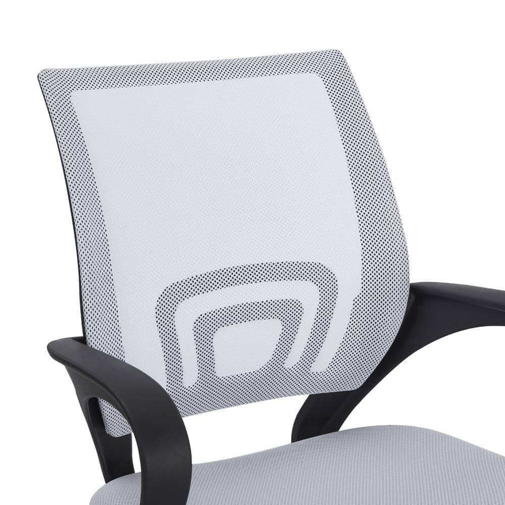 White Mid-Back Mesh Swivel Rolling Office Chair with Adjustable Height - Thumbnail 5
