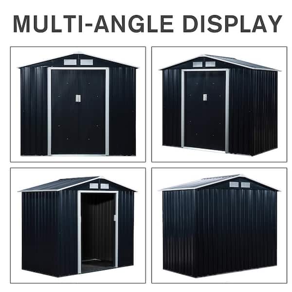 GAhouses119冊 Outsunny 11.5' x 9' x 6.5' Steel Garden Storage Shed Outdoor