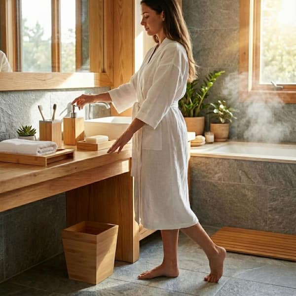 Lavish Home 5-Piece Bamboo Bathroom and Vanity Set in Natural