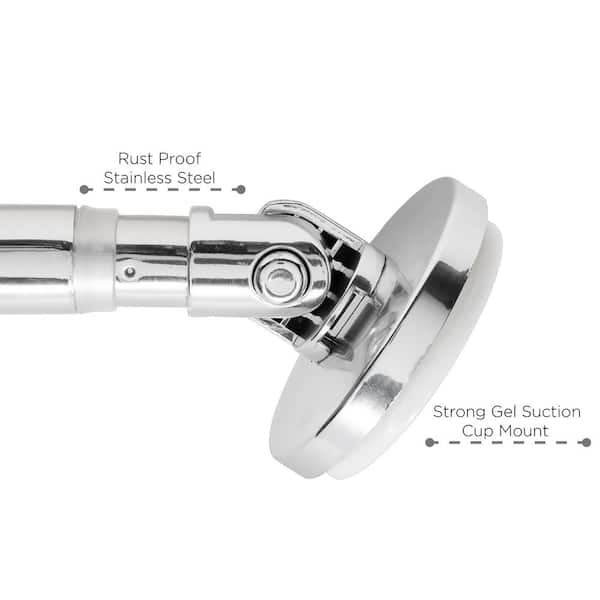 Bath Bliss Suction Cup Mount Curved Shower Rod in Chrome