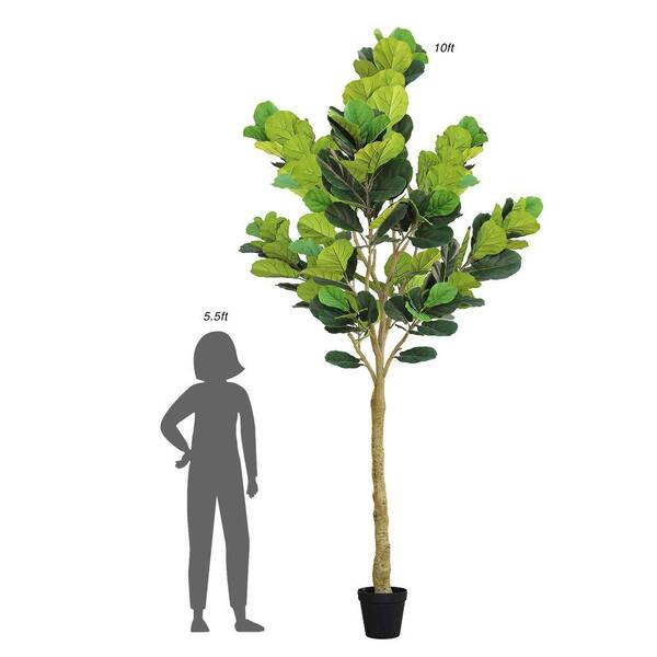 LIVING LUXURY 10 ft. Deluxe Real Touch Artificial Fiddle Leaf Fig