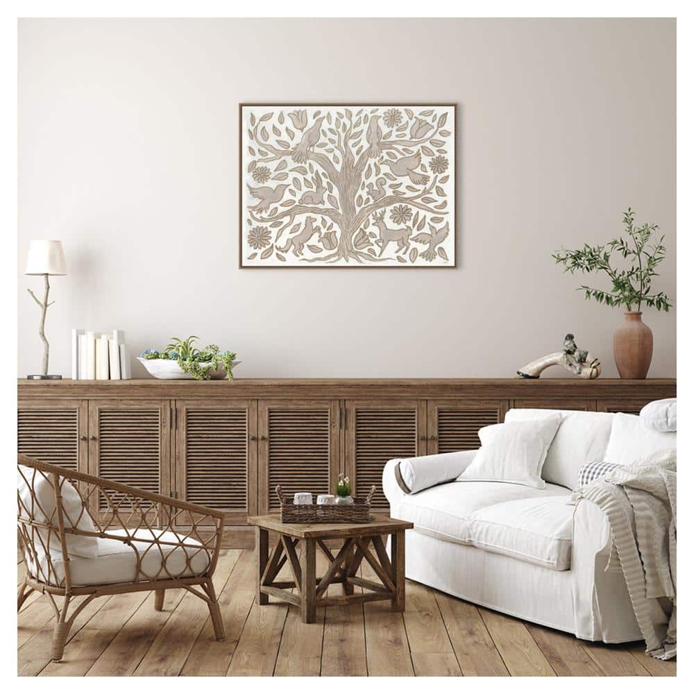 Nordic Critter Tree Beaded Framed Canvas Wall Art
