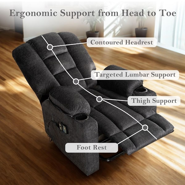 HOMESTOCK Black Electric Power Lift Recliner Chair Sofa with