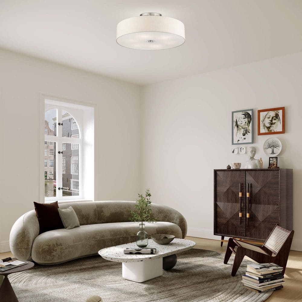Modern Brushed Nickel 6-Light LED Drum Semi-Flush Mount