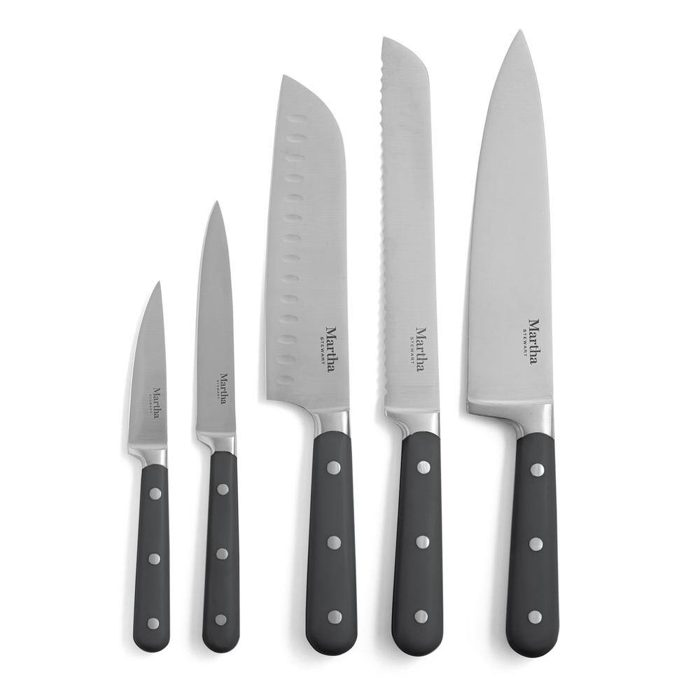 Gray 14-Piece Stainless Steel Cutlery Set with Acacia Wood Block