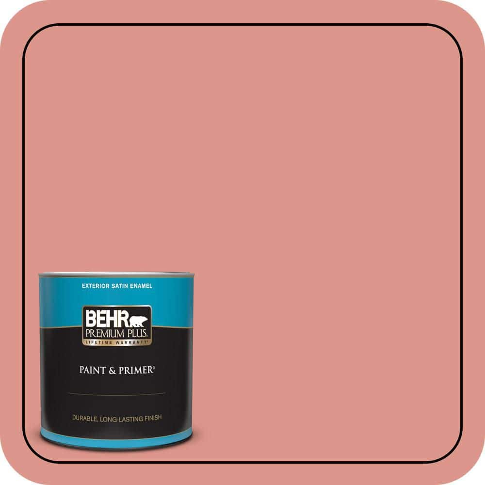 1 qt. #180D-4 Coral Serenade Satin Enamel Exterior Paint & Primer product image for price tracking