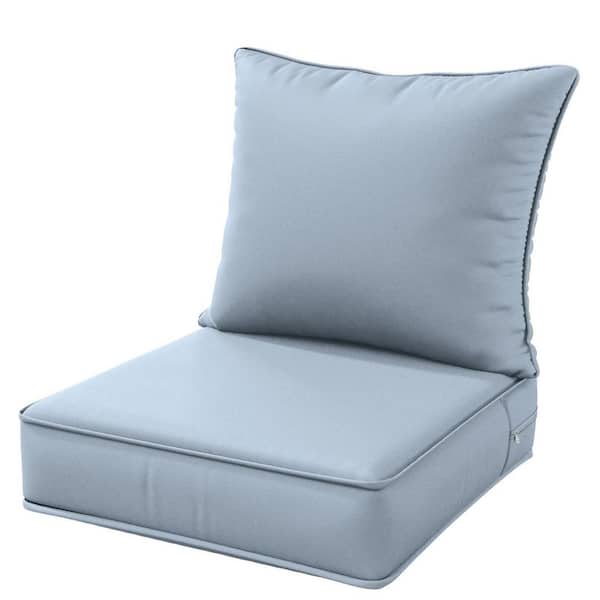 WNP 22 in. x 22 in. x 4 in. Square Outdoor Deep Seating Cushion Set Seat and Back Cushion for Chair and Sofa Sky Blue