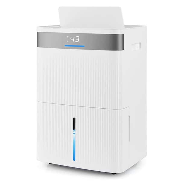 96 pt. 5500 sq. ft. with Bucket Dehumidifier in. White for Home with Auto/24H Timer