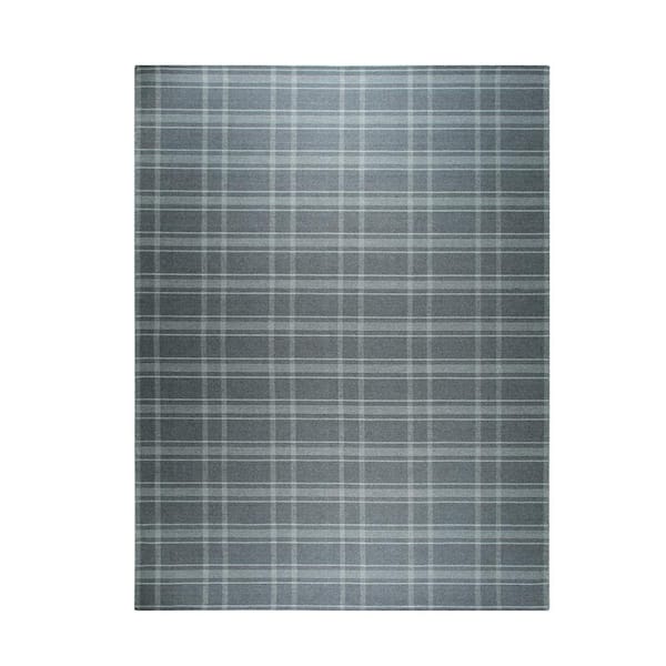 Gray 5 ft. x 8 ft. Hand Knotted Wool Transitional Reversible Plaid Area Rug