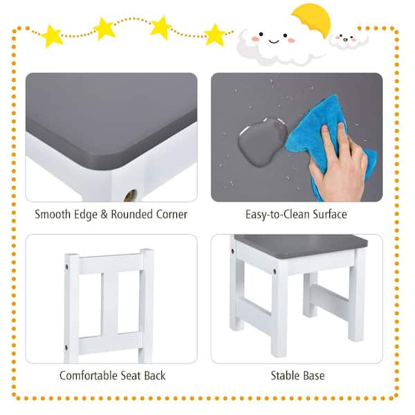 Kids Activity Table and Chairs Set with 3 Surfaces Including Kids