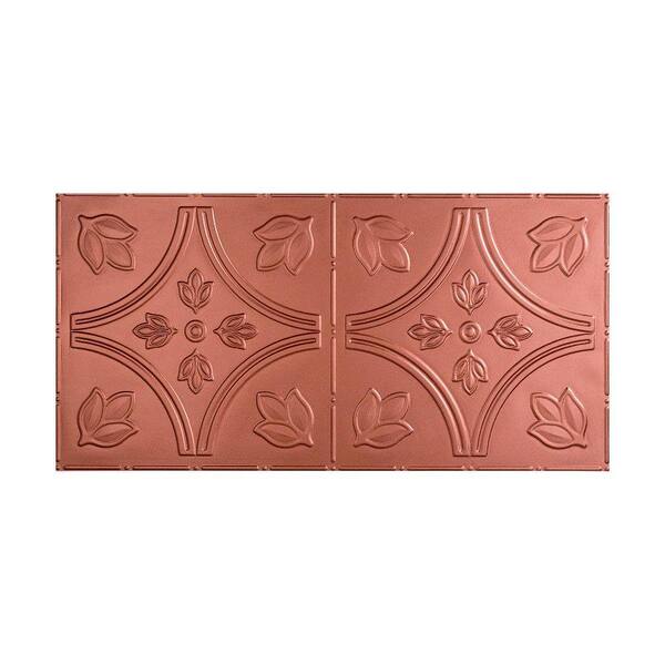 Fasade Traditional Style # 5 - 2 ft. x 4 ft. Vinyl Glue-Up Ceiling Tile in Argent Copper