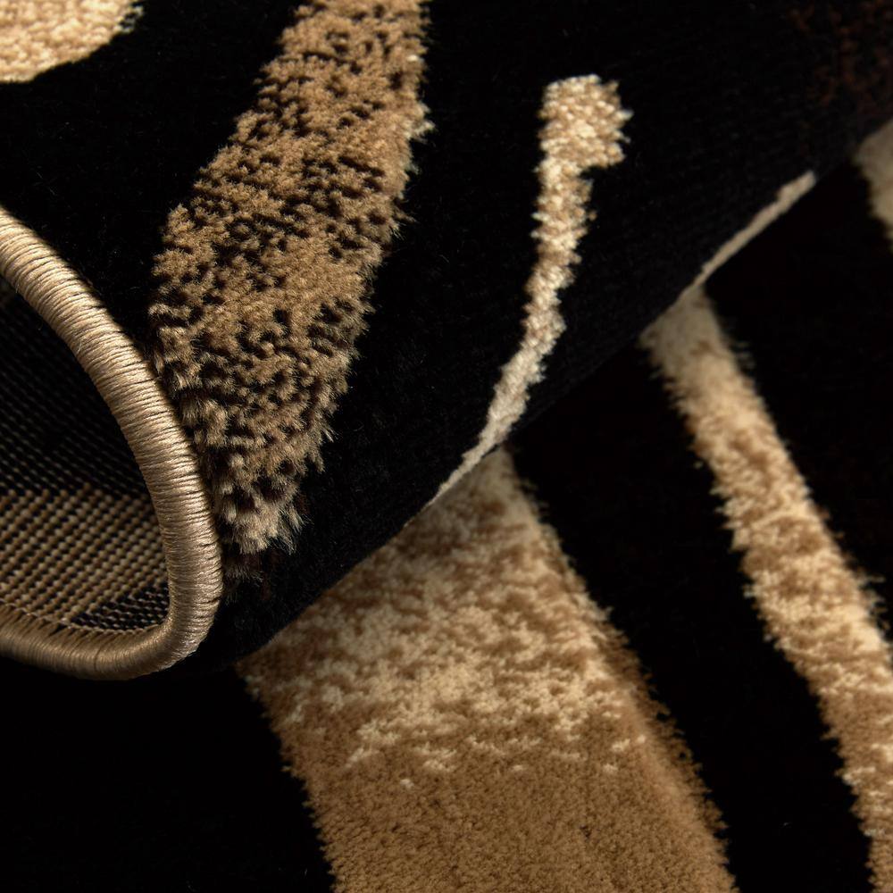 Tufted Handmade Round Dark Brown and Beige Synthetic Area Rug 95"