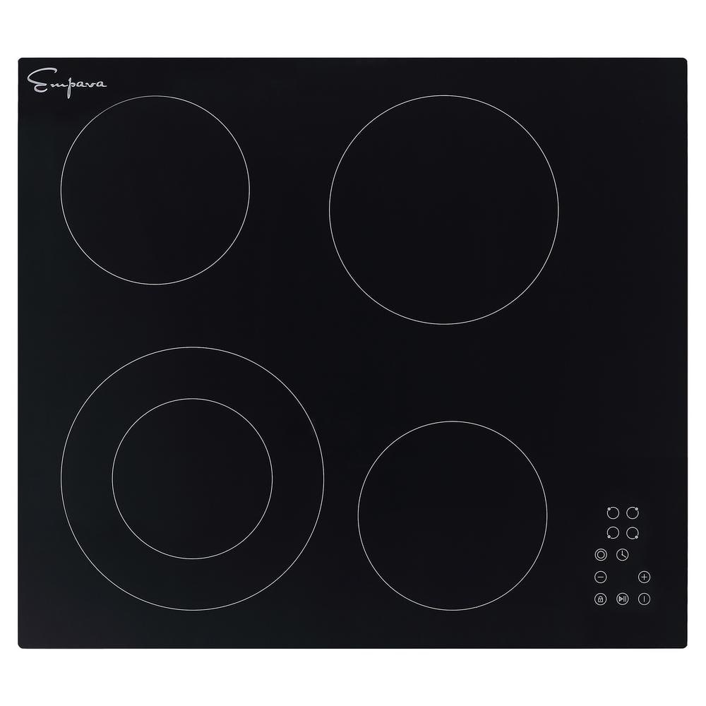 24 in. 240-Volt Smooth Surface Radiant Electric Cooktop in Black with 4 Elements including Dual Zone Element