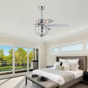 52 in. Indoor Chrome Ceiling Fan with Pull Chain, Pull Chain (No Include Bulb)