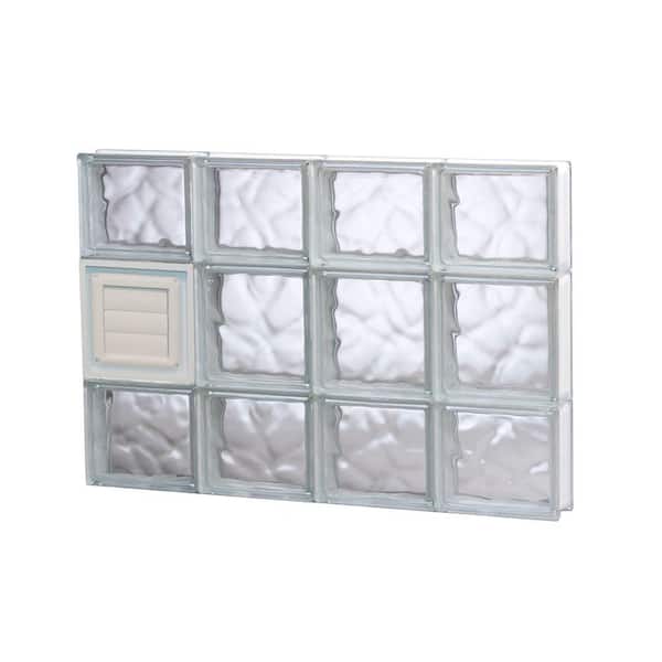 Clearly Secure 31 in. x 19.25 in. x 3.125 in. Frameless Wave Pattern Glass Block Window with Dryer Vent