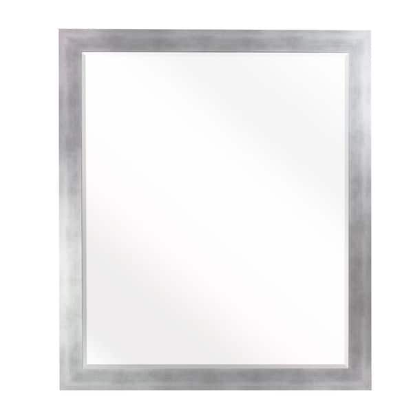 Unbranded 35.5 in. x 35.5 in. Taciturn Silver Gunmetal Square Beveled Mirror