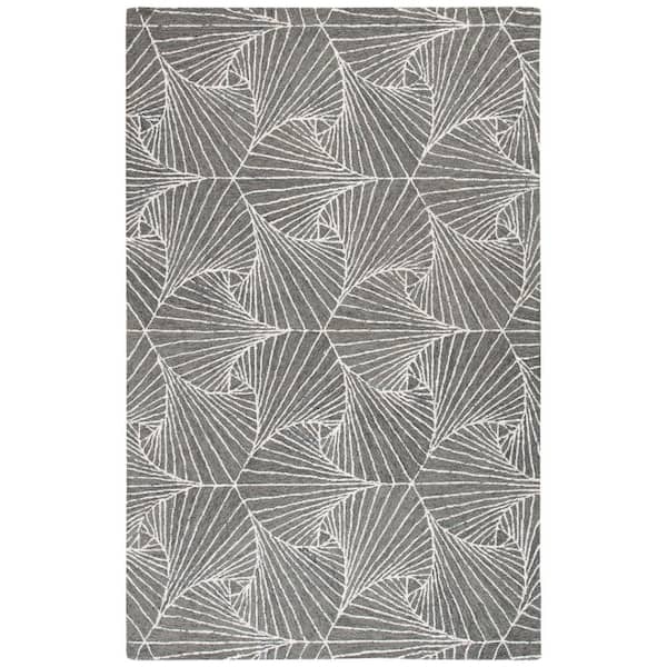 SAFAVIEH Micro-Loop Grey/Ivory 6 ft. x 9 ft. Abstract Geometric Area Rug
