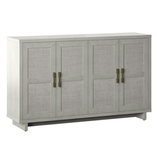 Twin Star Home Fairfax Oak MDF 59.5 in. Coastal Sideboard with Linen Inspired Accents
