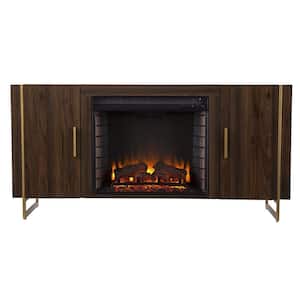 Dashton Electric Fireplace with Media Storage in Brown