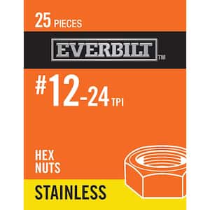 #12-24 Stainless Steel Machine Screw Nut (25-Pack)