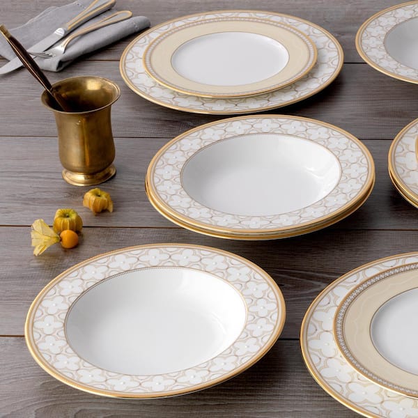Noritake Trefolio Gold 12-Piece (White) Bone China Dinnerware Set